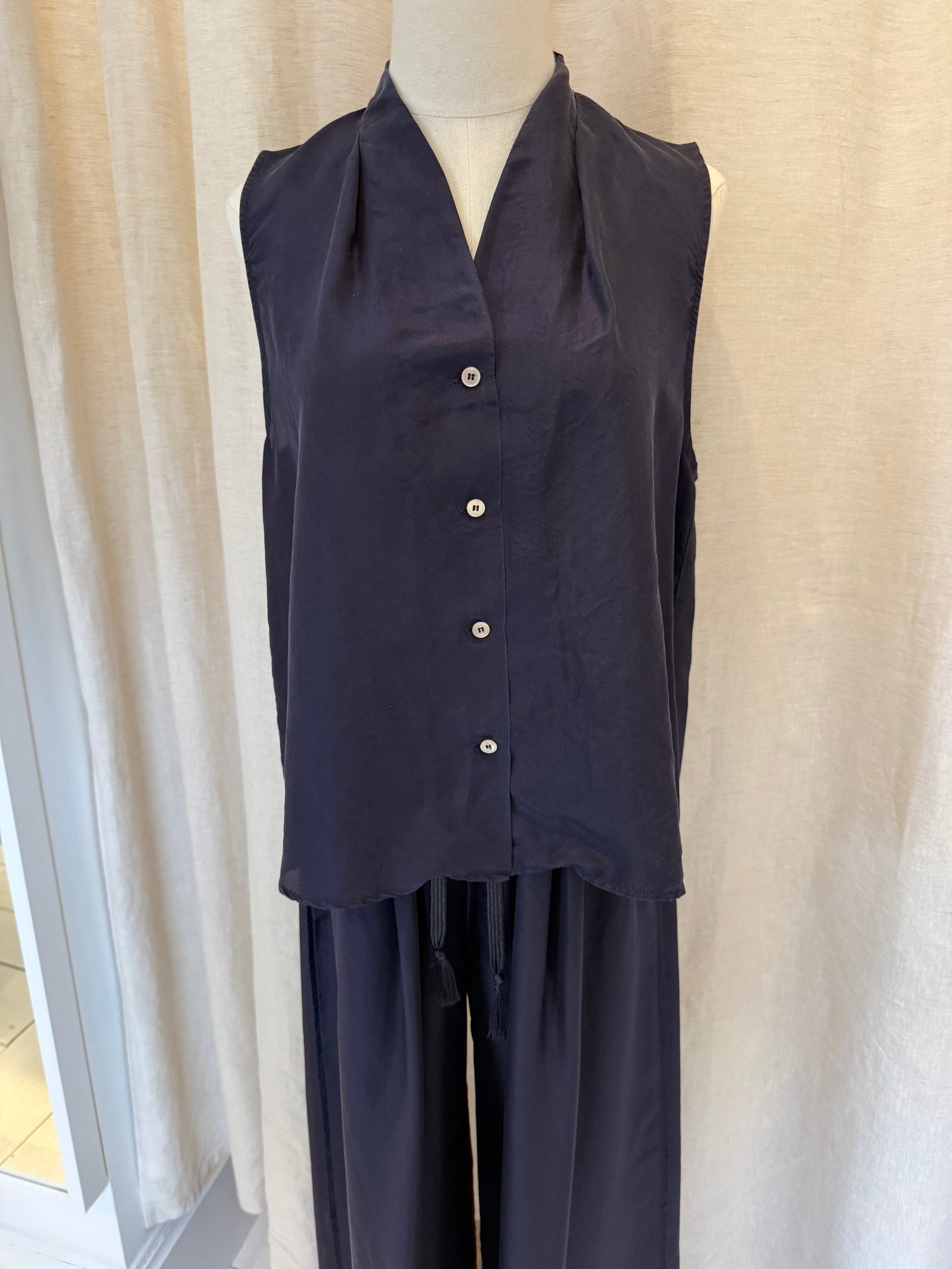 elegant habotai silk summer top midnight
