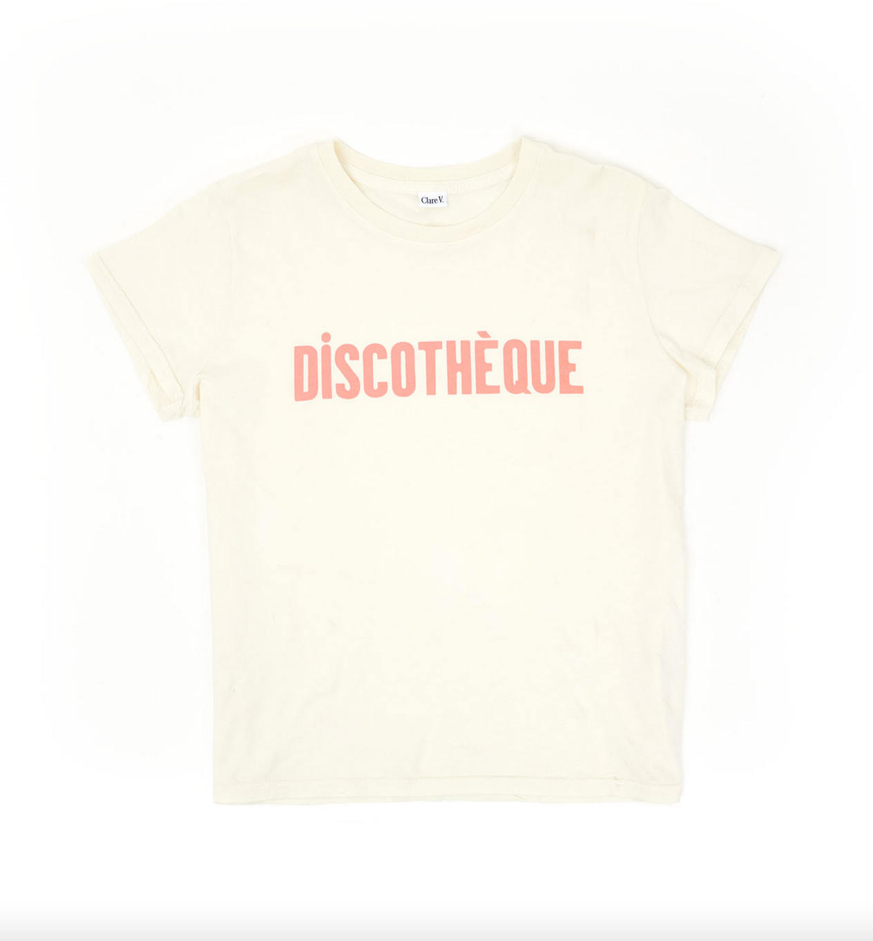 Discoteque classic tee in cream with dusty pink.