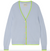 contrast tip cashmere cardigan wedgewood and neon green