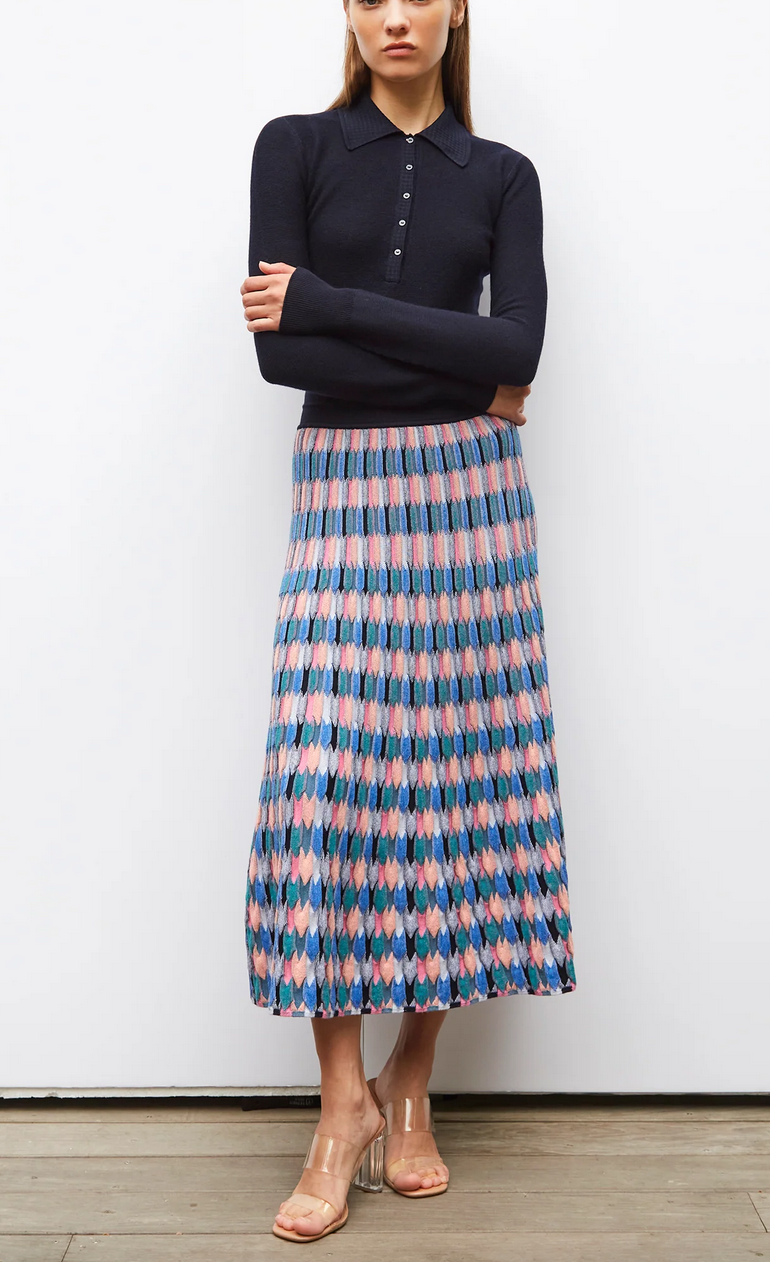 Toscane multicolored zellige knit skirt
