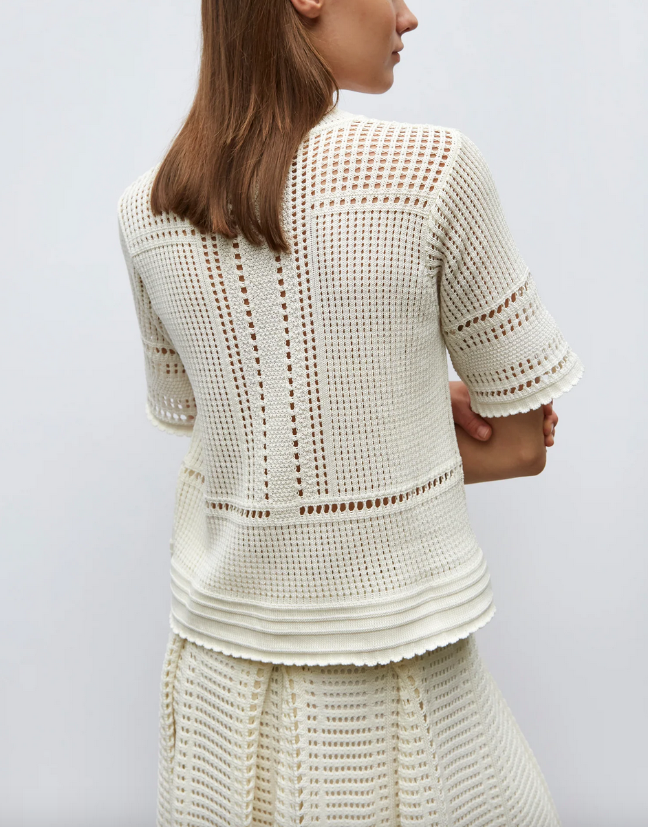 acacia top in openworked wicker knit in natural