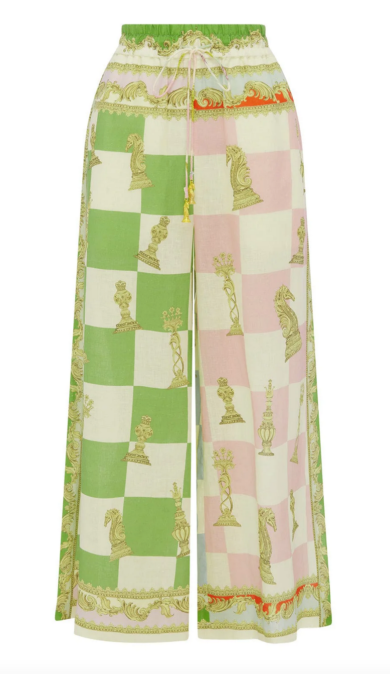 Checkmate linen pant