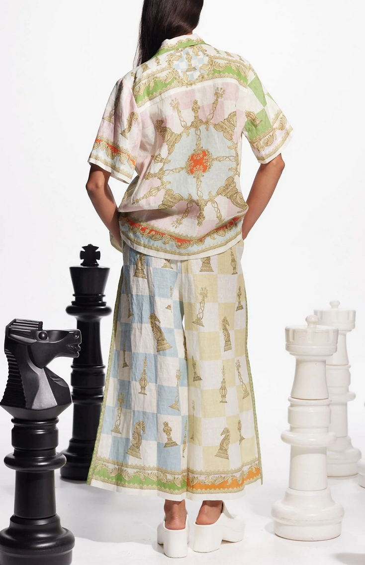 Checkmate linen pant