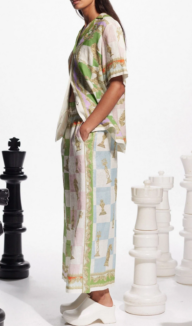 Checkmate linen pant