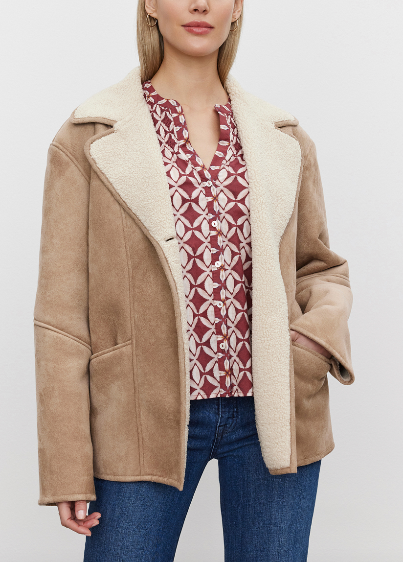 Molly lux sherpa coat in sand
