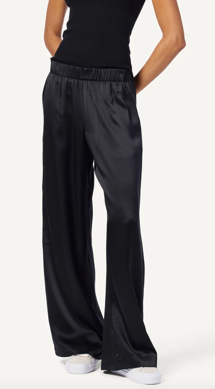 Brynn wide leg silk pant black