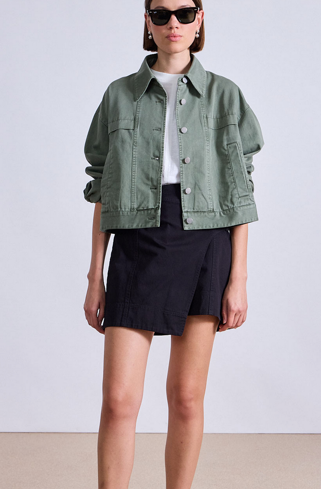 Cropped trapeze jacket thyme