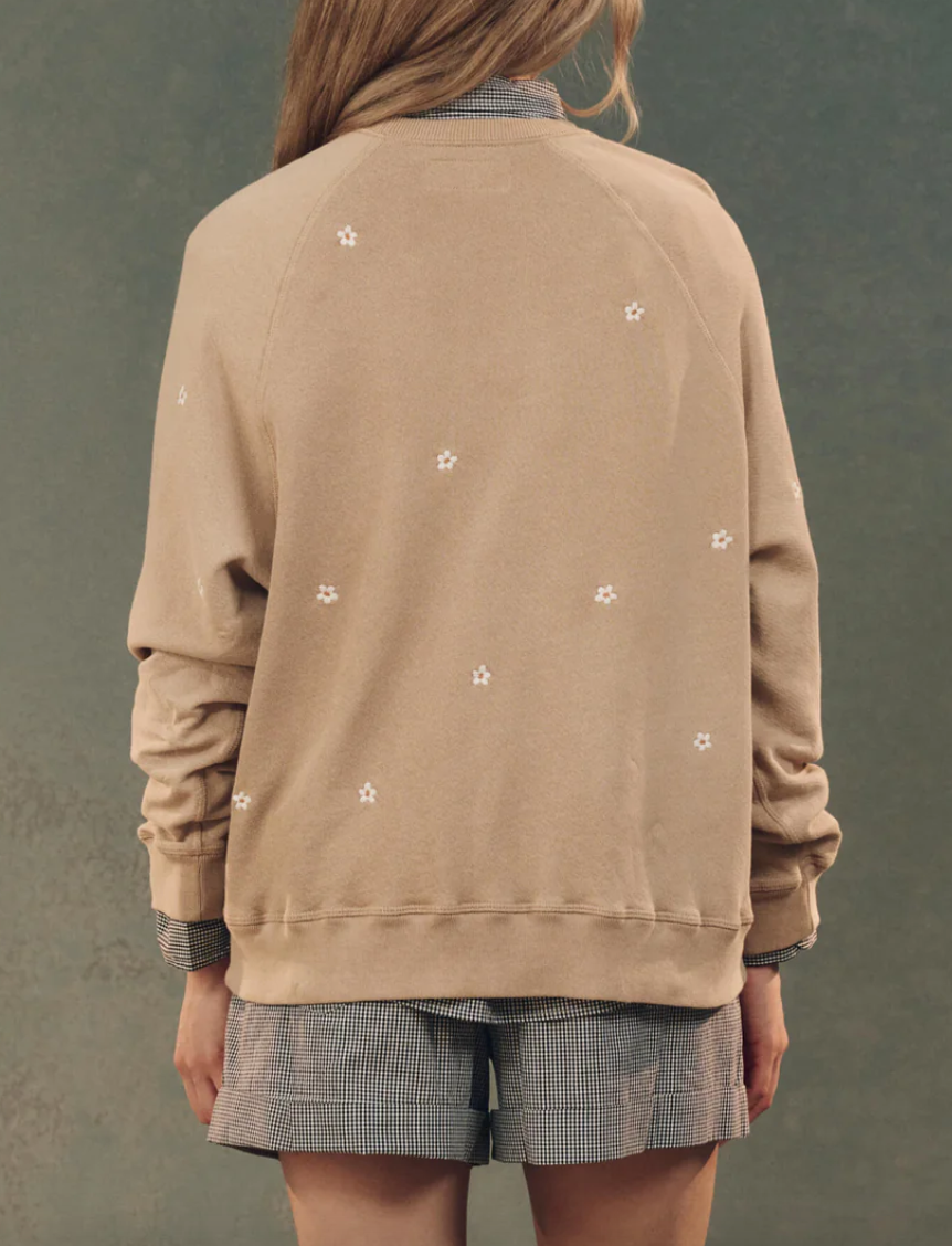 the slouch sweatshirt khaki with daisy embroidery