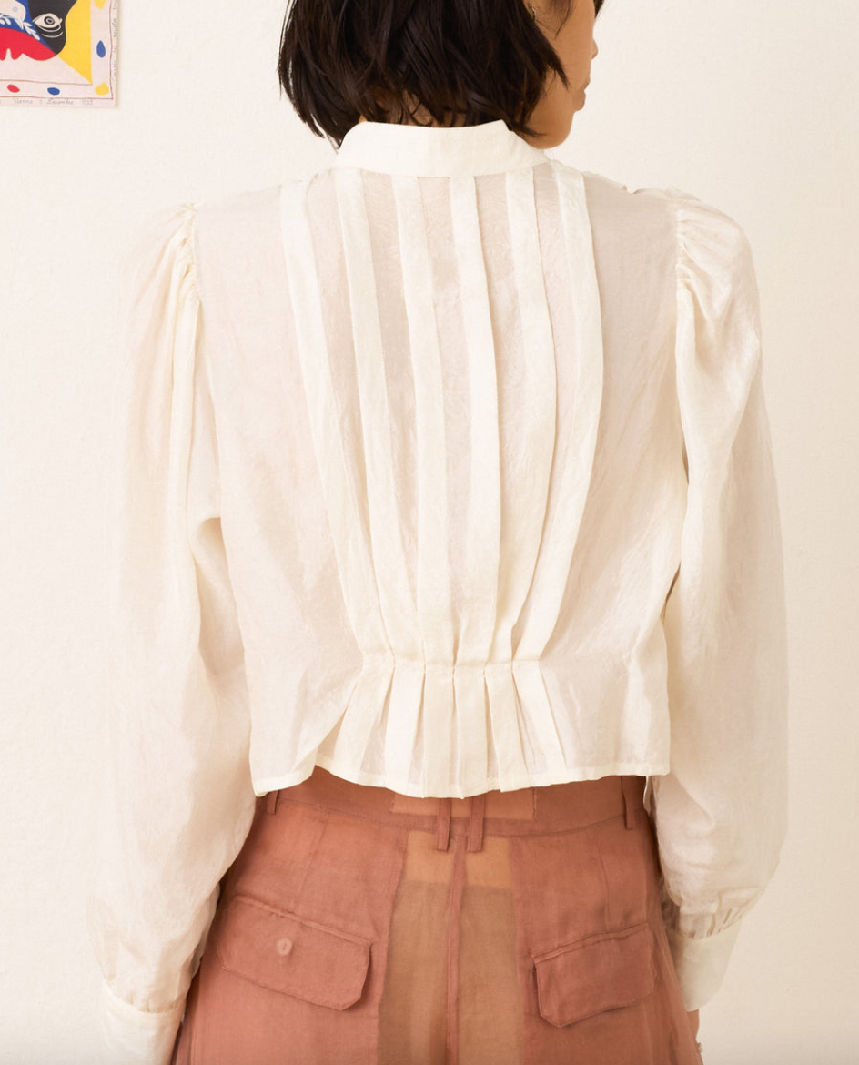 ryland pearl silk shirt white pearl