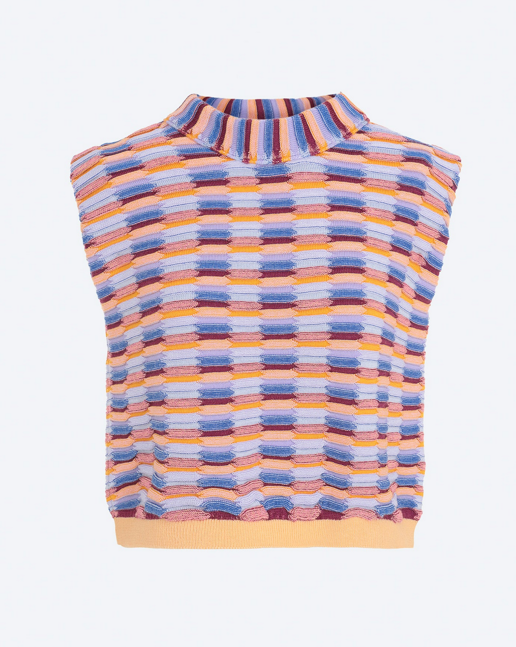 Toucan multicolored orange zellige knit top