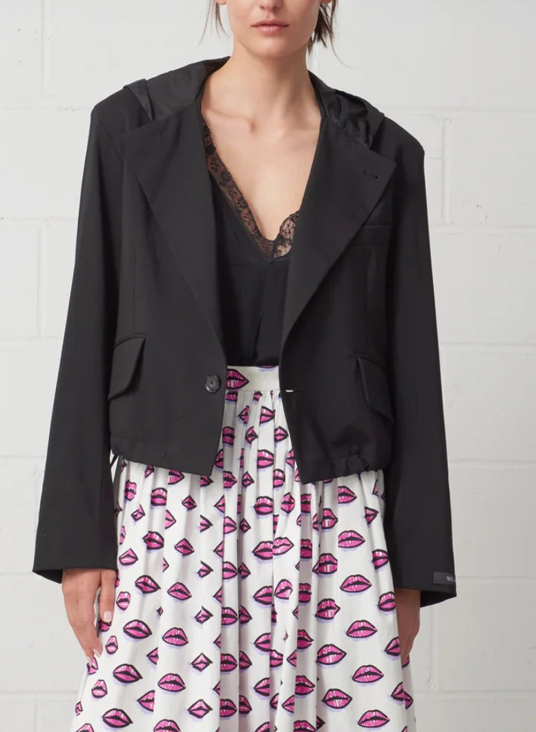 the cropped hooded blazer black