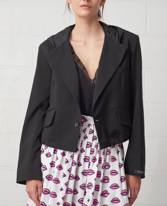the cropped hooded blazer black