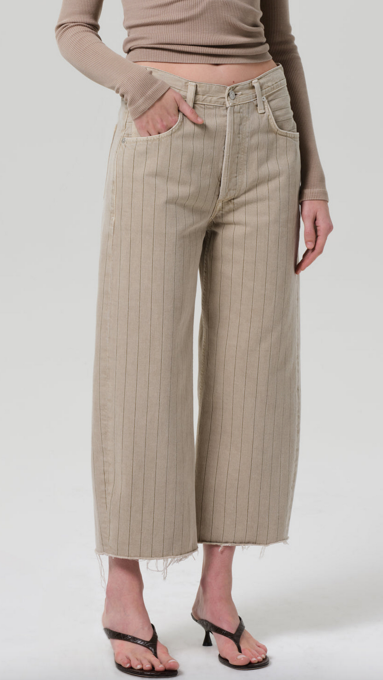 Ayla raw hem crop in natural stripe