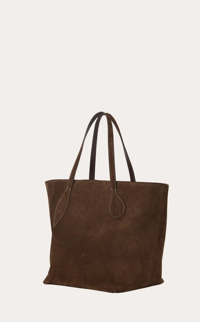 sprout tote dark brown suede