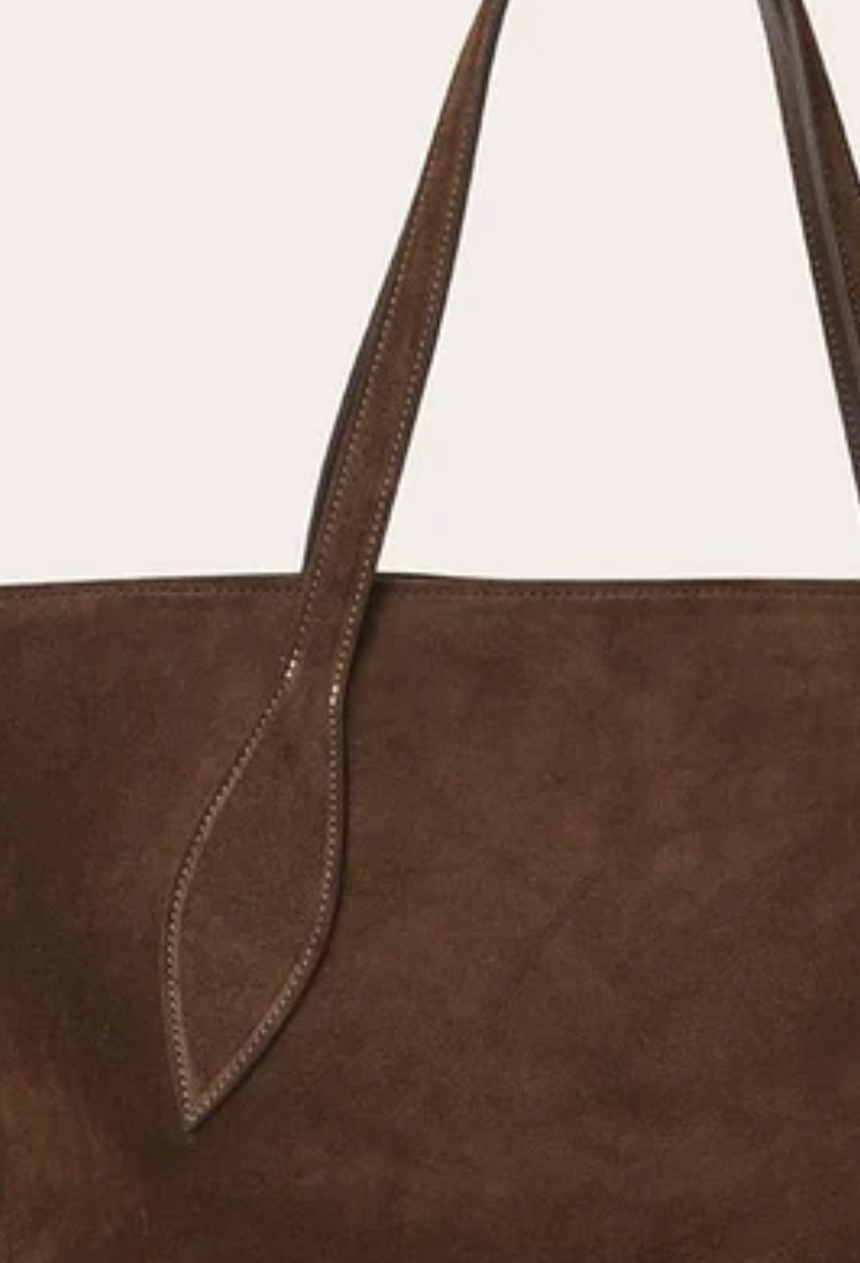 sprout tote dark brown suede
