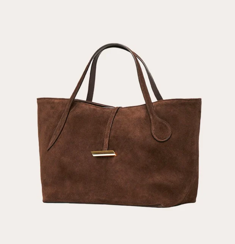 petite penne tote suede dark brown