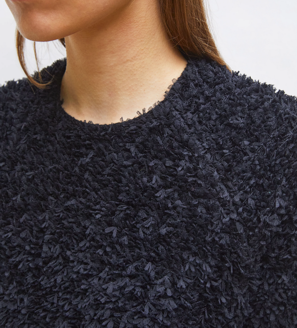 Desperado dotted swiss top with elbow length sleeves deep black