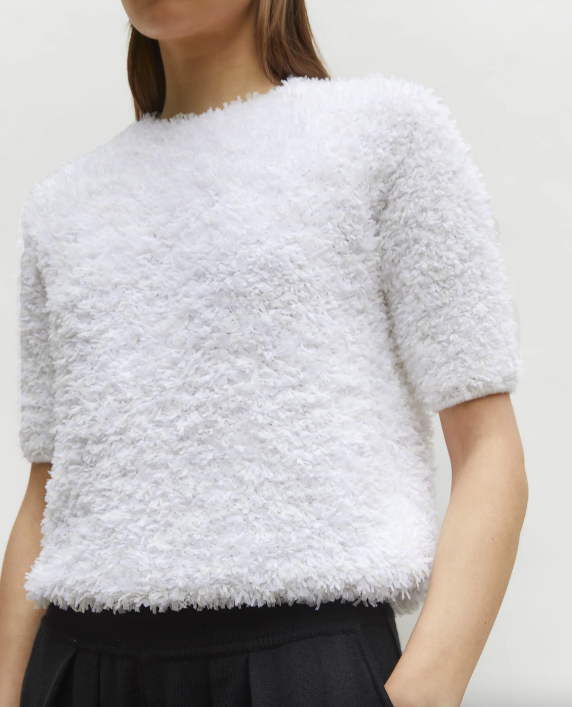 Desperado dotted swiss top with elbow length sleeves milk