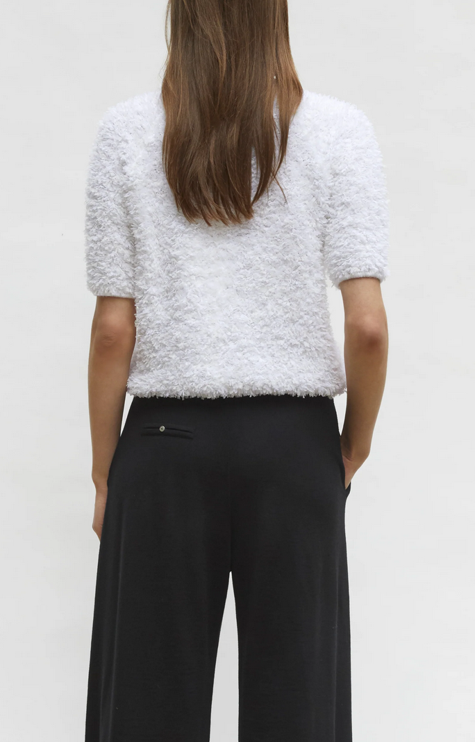 Desperado dotted swiss top with elbow length sleeves milk