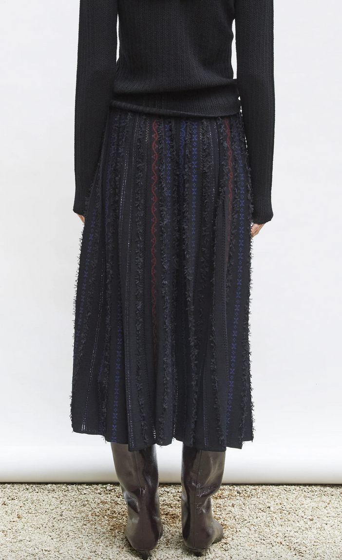 Daiquiri 2 long dotted swiss knit skirt deep black