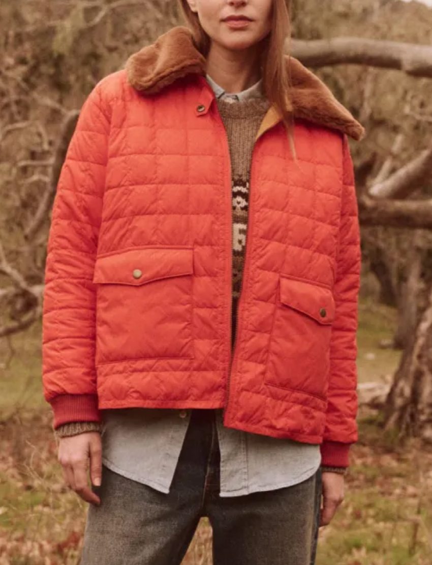 The reversible down logger puffer poppy & amber