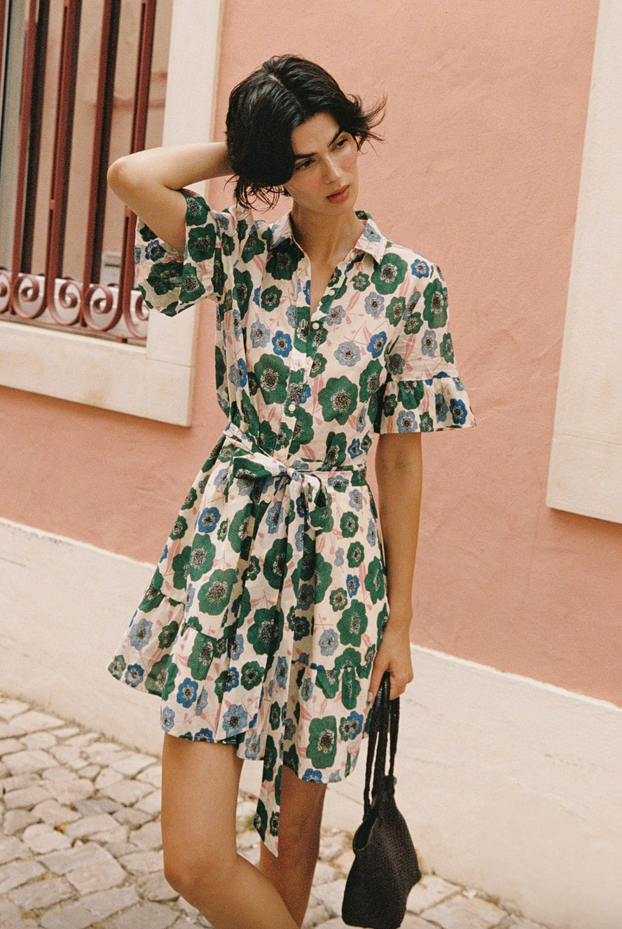 martinique dress in green house bloom