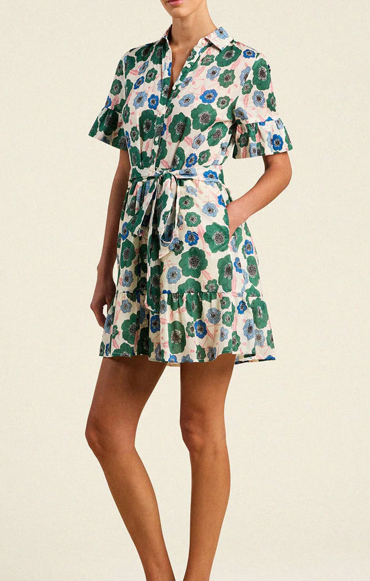martinique dress in green house bloom