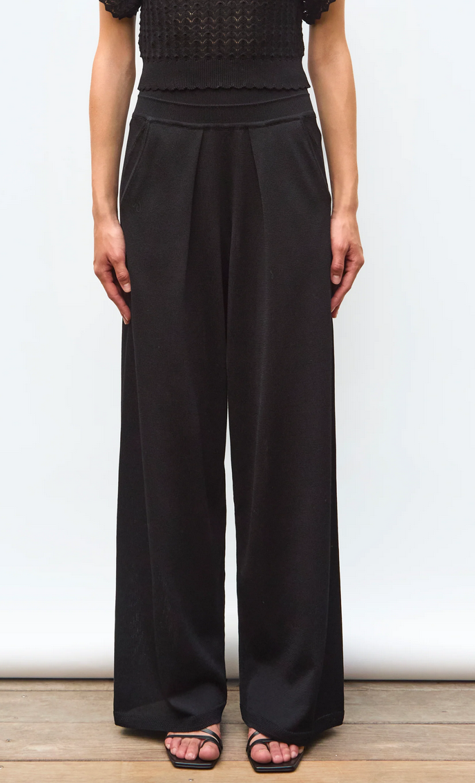 Ciao lightweight fluid knit pants deep black noir
