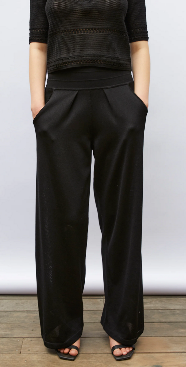 Ciao lightweight fluid knit pants deep black noir