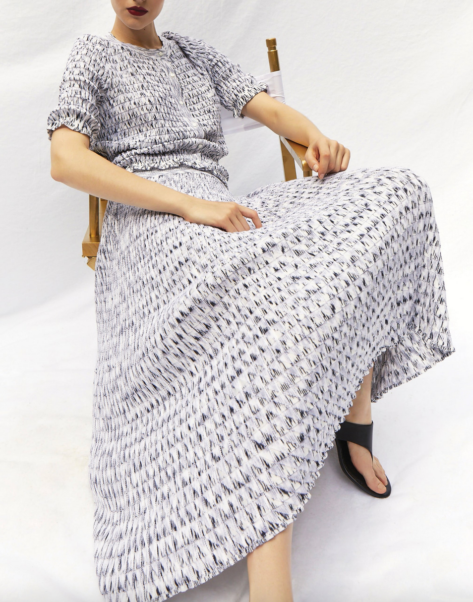 enjoue origami knit cardigan milk multi grey