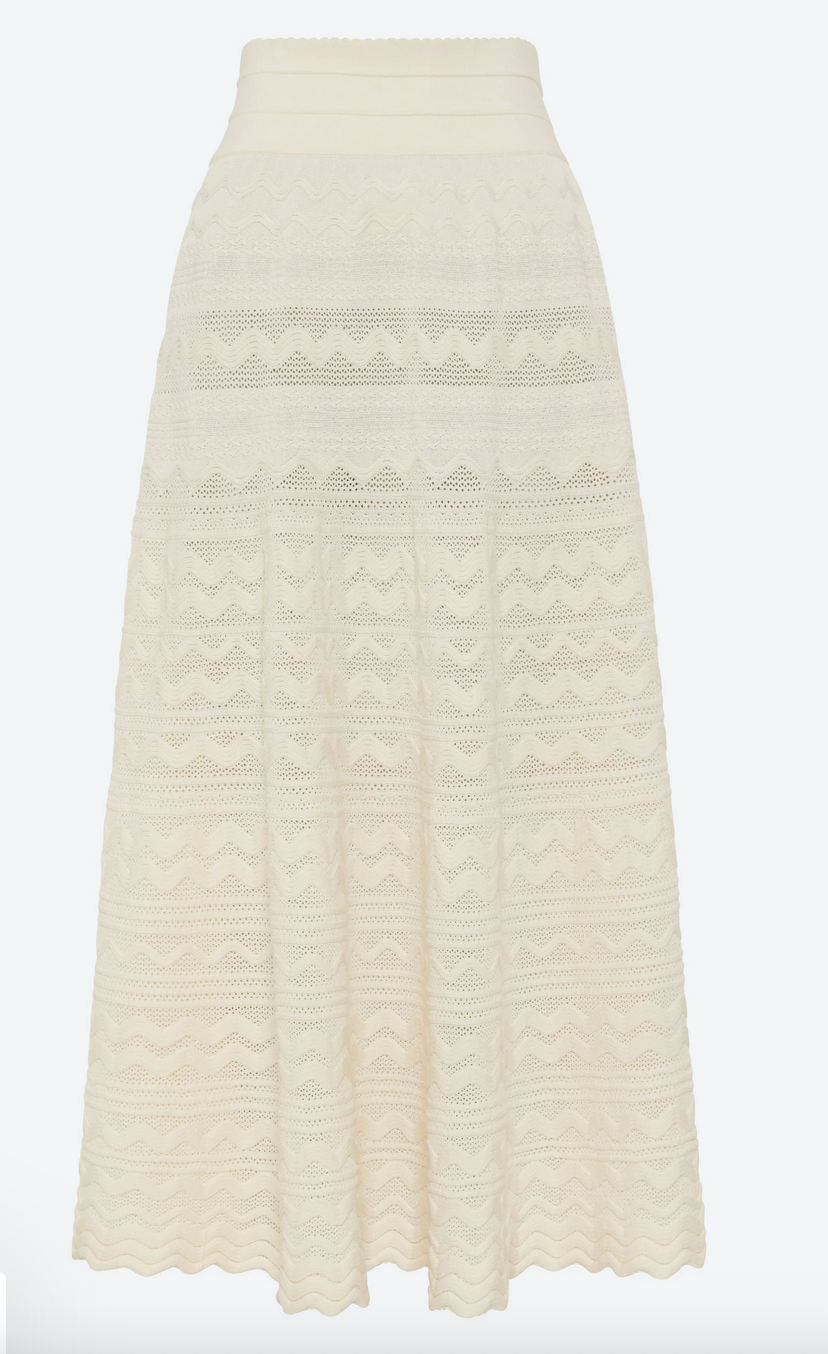 diva long skirt in a rick-rack knit milk