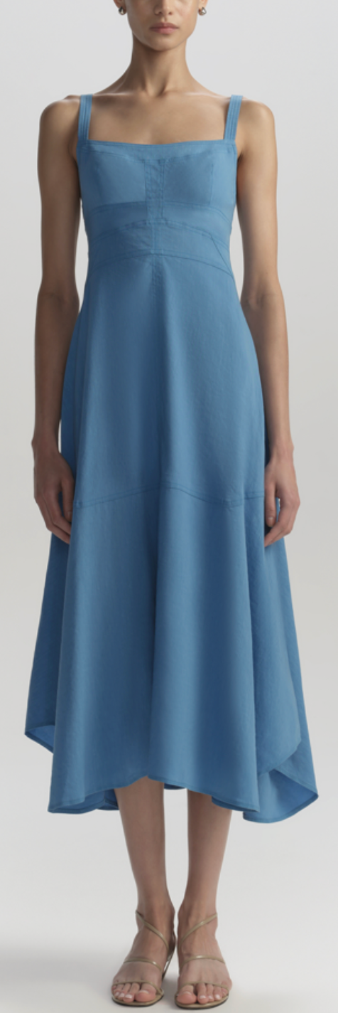 Harlow Linen Midi Dress Tahoe Blue