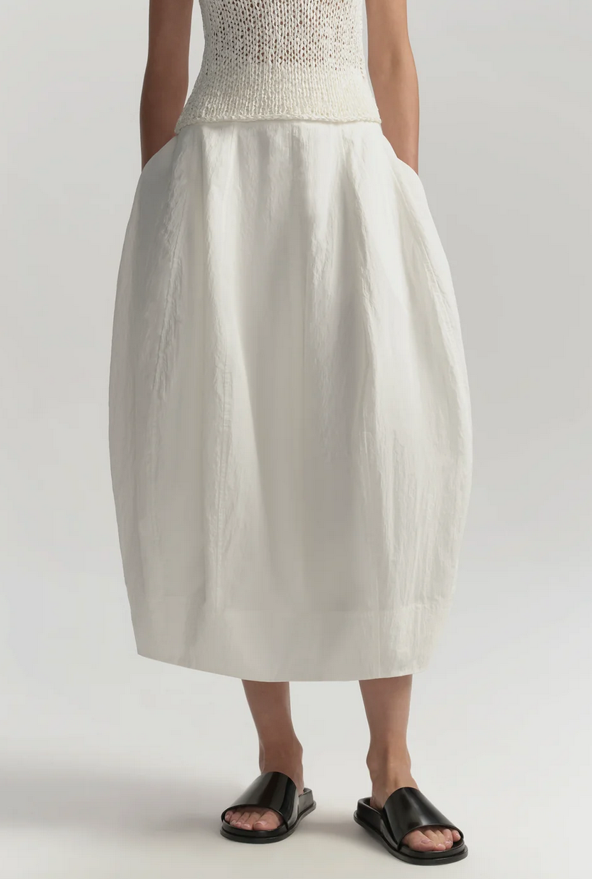 Veda Cotton Nylon Midi Skirt Bone China