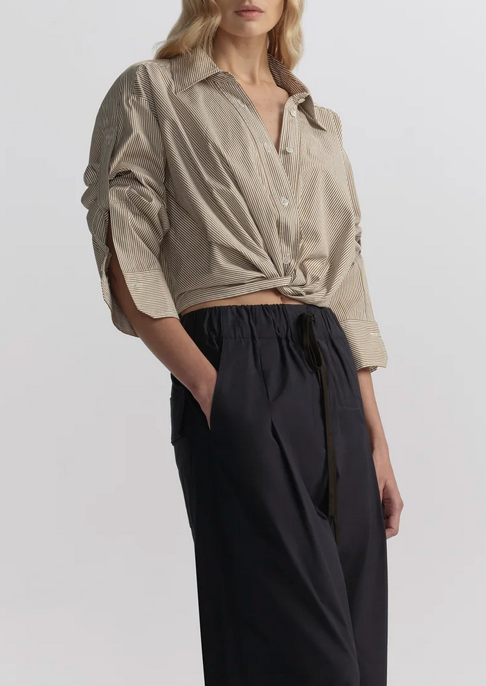 leo cropped cotton shirt pearl / aged bronze