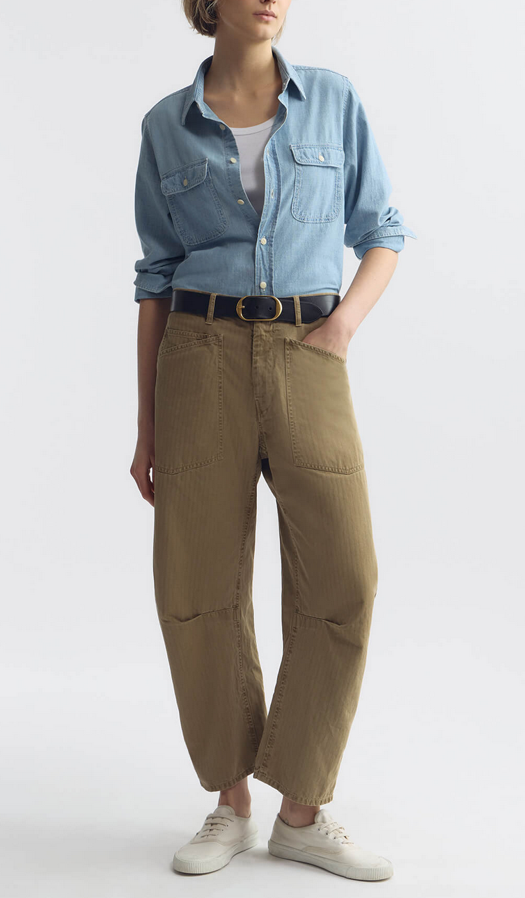 shon herringbone pant french khaki