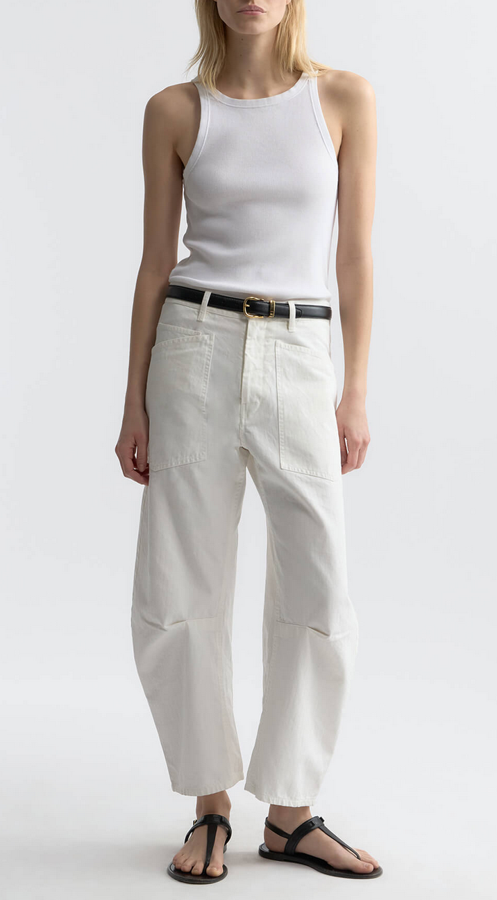 shon herringbone pant vintage cream