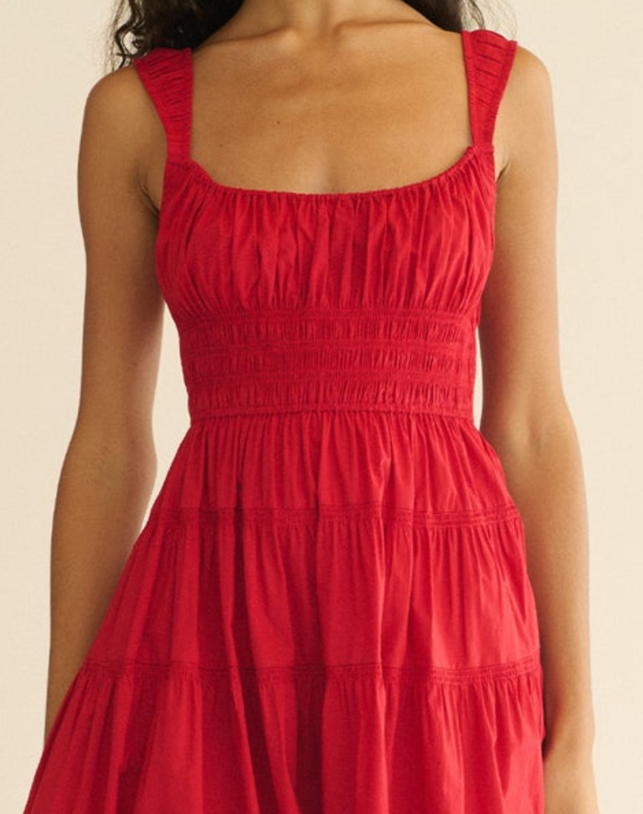 Clover Dress Deep Tomato