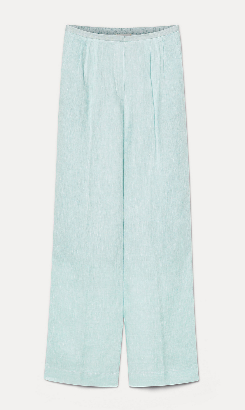 chic linen gauze pleated pants in plume