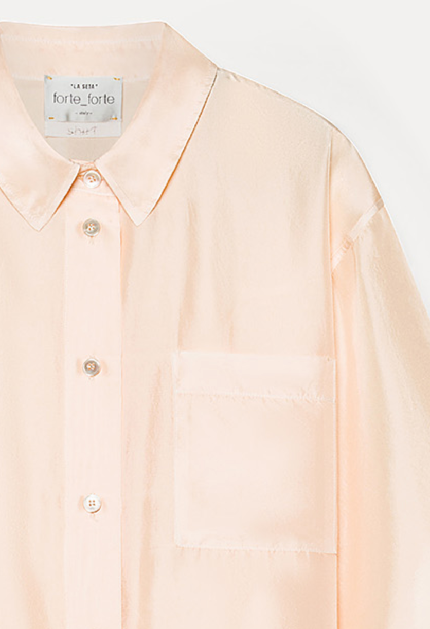 habotai silk half sleeves shirt in nude
