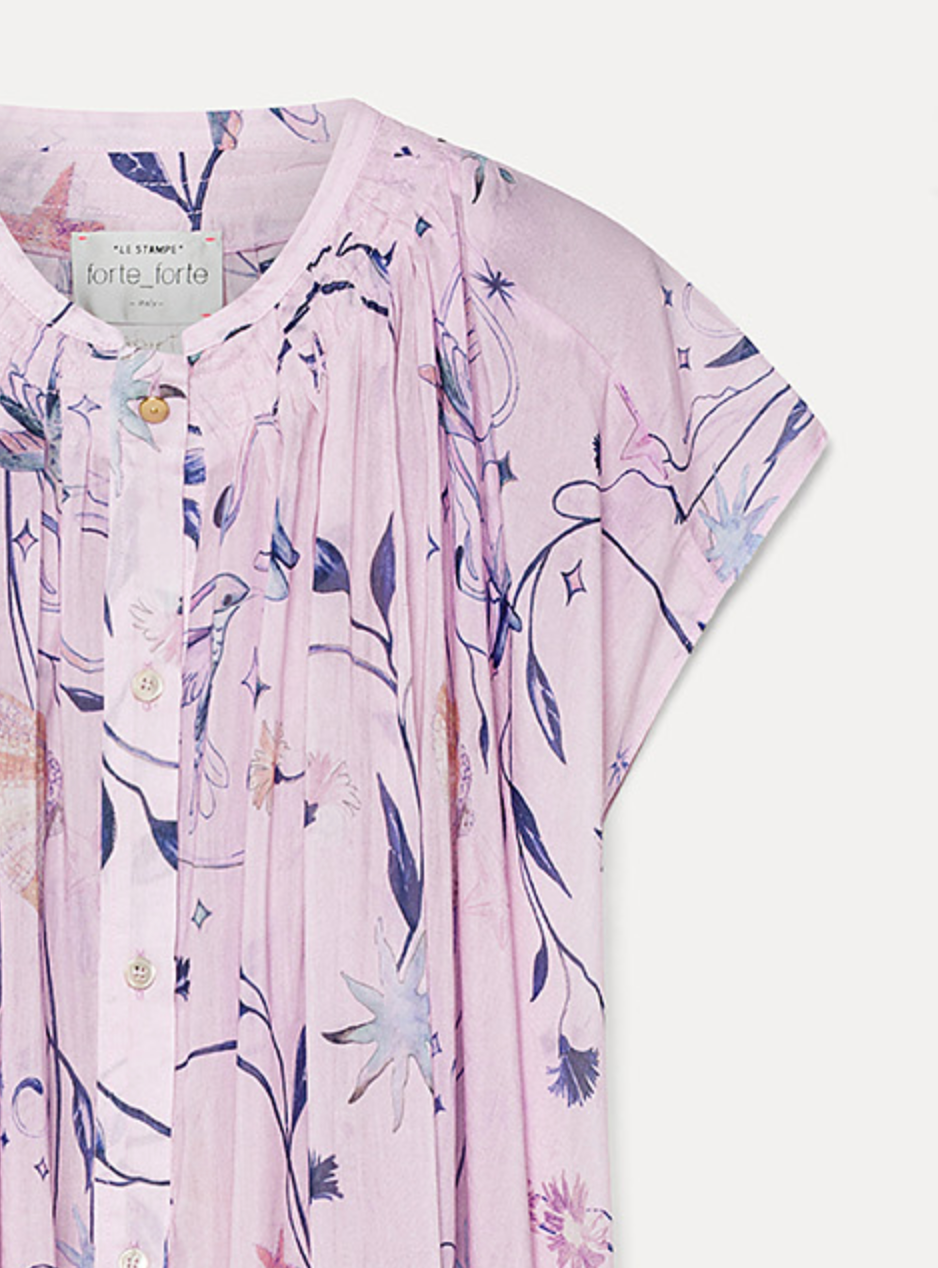 deliverance print voile sleeveless shirt in sweet