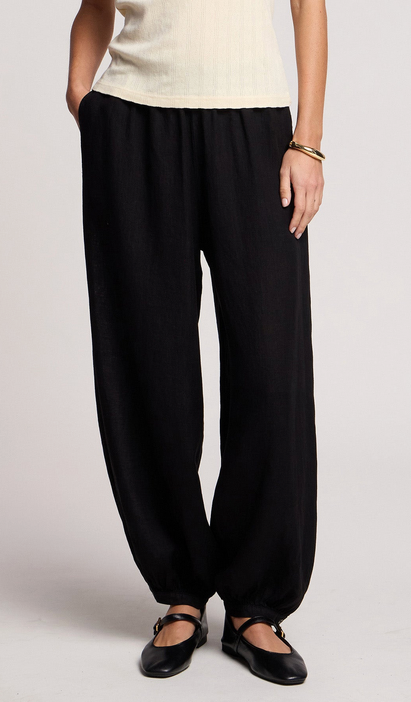 camber linen pant black