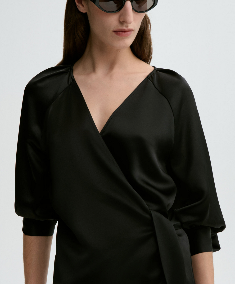 Pacey Satin Blouse Black