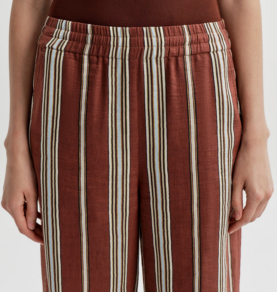 Tyler Striped Linen Pant Brunette Multi