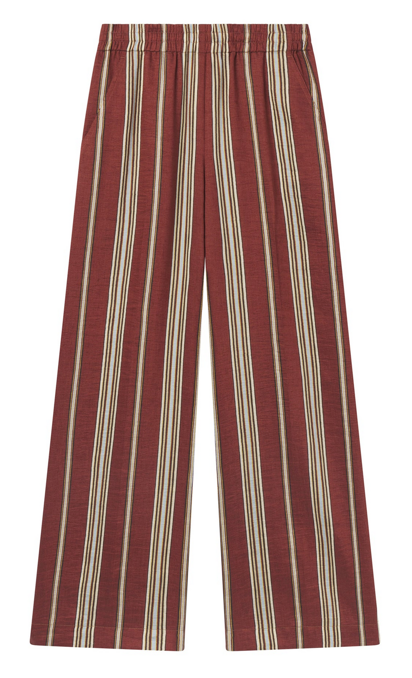 Tyler Striped Linen Pant Brunette Multi