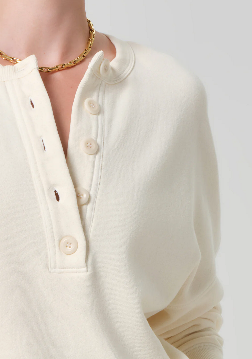 Rhomboid Henley Cream