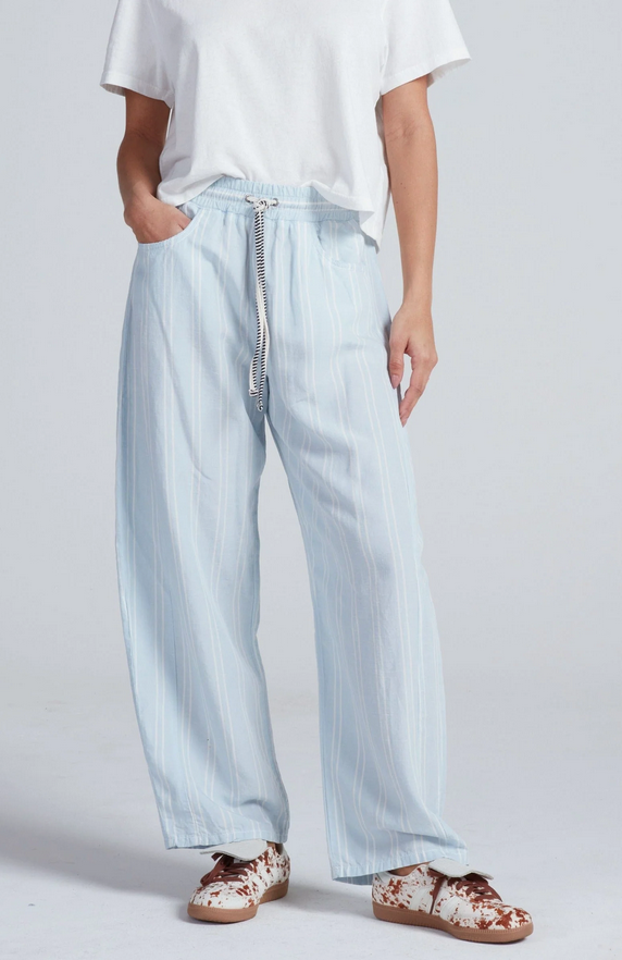 Cancun Pant Blue Linen Stripe