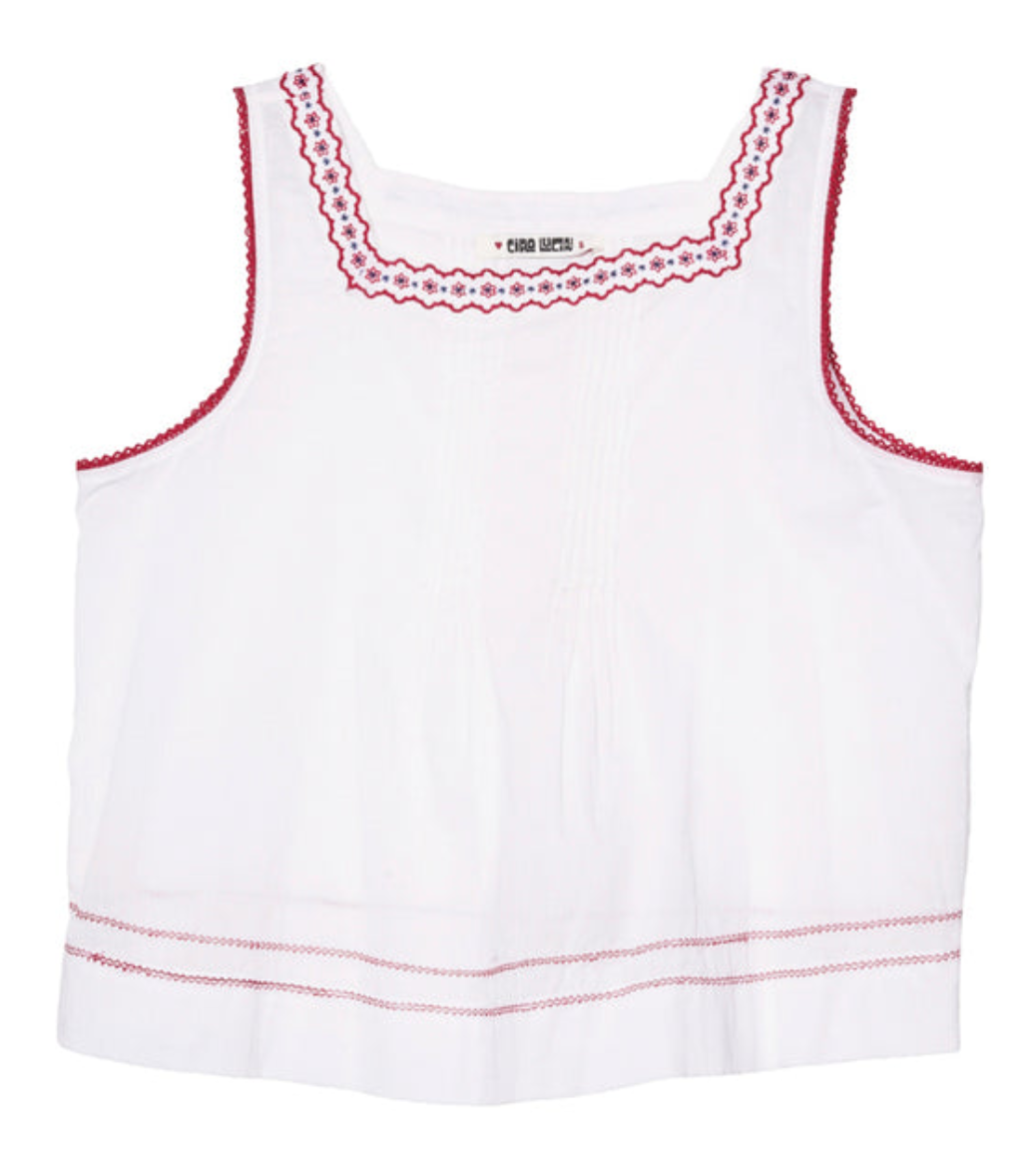 Lexi floral embroidered white voile tank