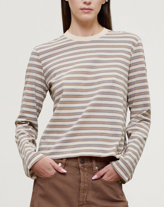 Wynn Long Sleeve in Apricot Multi Stripe