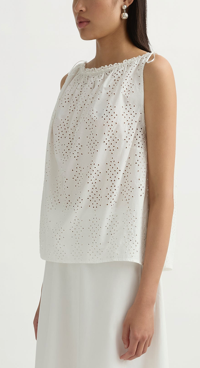 Harriet Boat Neck Top Vintage White