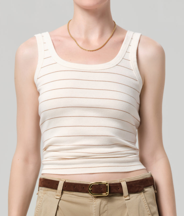 Faye Tank In Golden Pinstripe